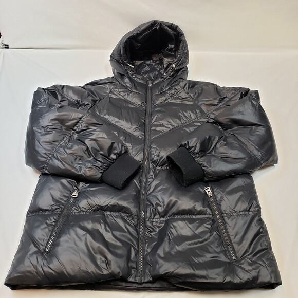 7 for all Man Kind Jacket Womens Small Hooded Puffer Black Down Coat Pockets - Picture 9 of 9